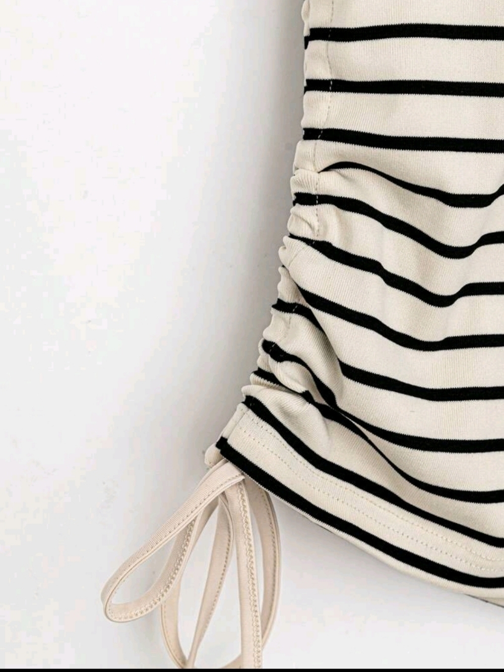 Women's Striped V-Neck Side-Tie Top - Cream/Black - Picture 5 of 6